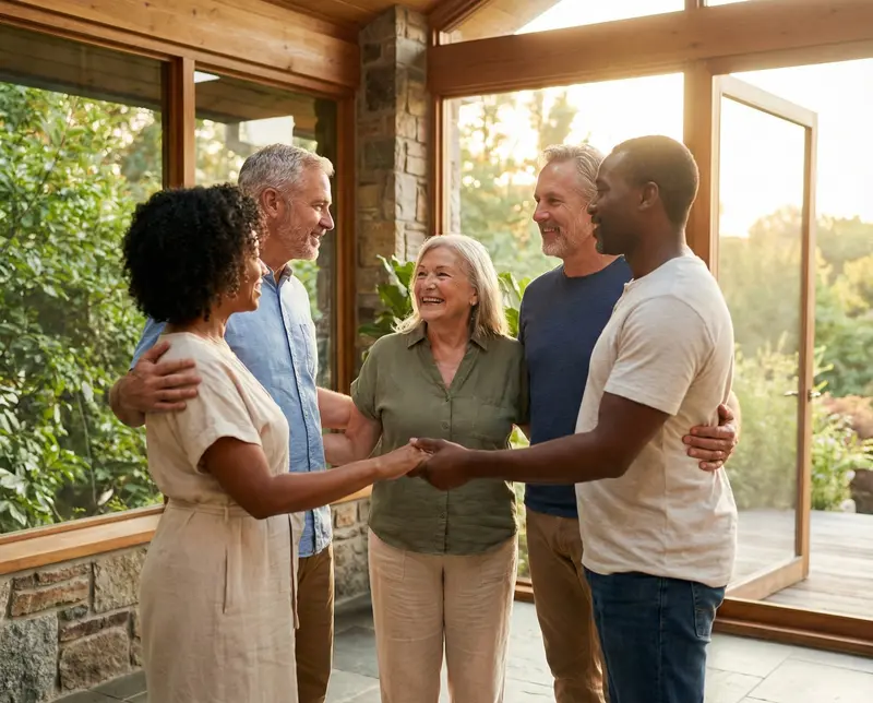 Personas adultas sonriendo y siendo felices